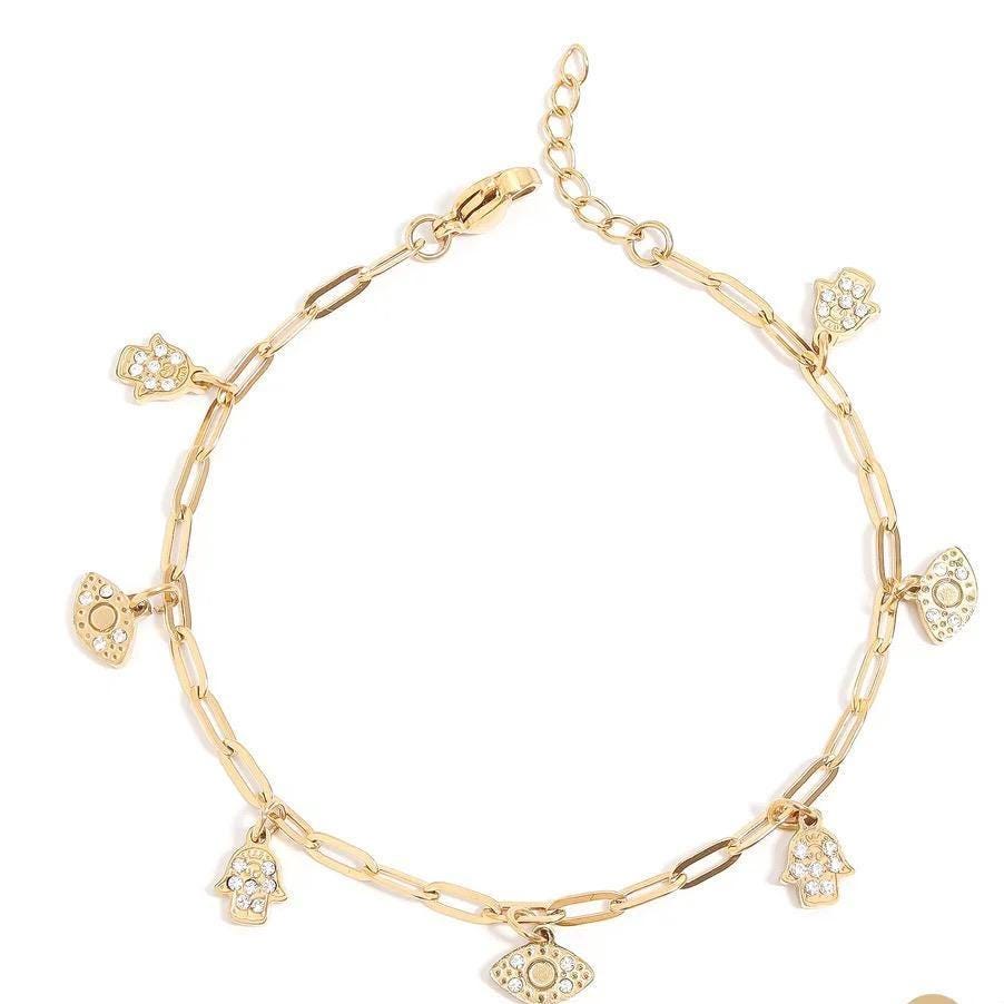 Hamsa & Evil Eye Charm Bracelet
